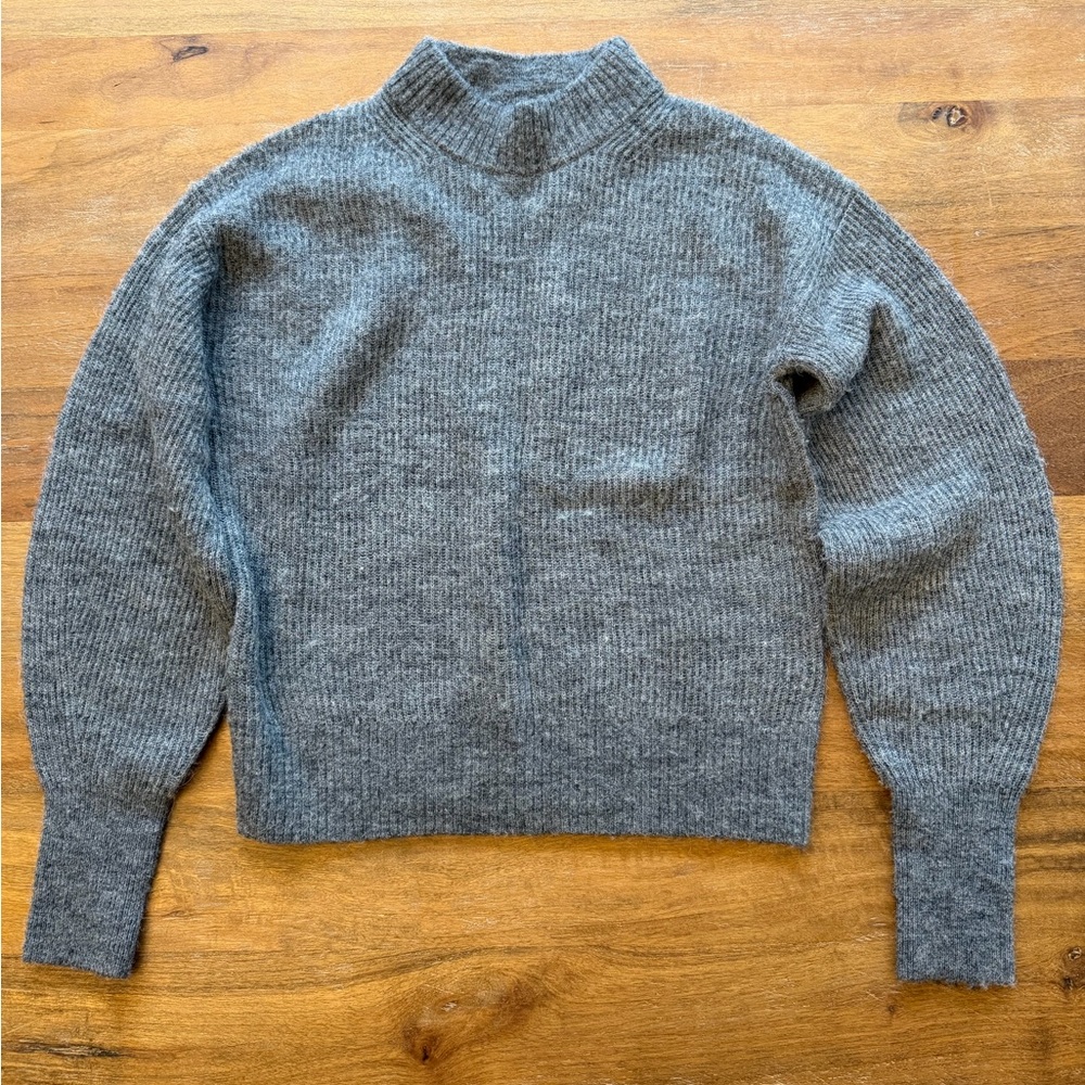 Quince Gray Ribbed Cropped Sweater